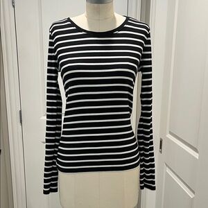 J. Crew Long Sleeve Top in Black and White Stripes